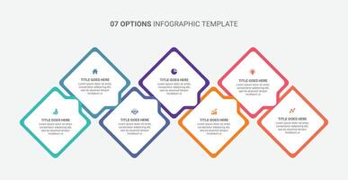 Siete 7 7 pasos opciones proceso flujo de trabajo flecha negocio infografía modelo diseño vector