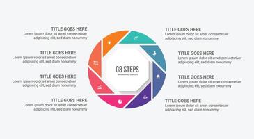 Circle Round Cycle Business Infographic Design Template with 8 Options vector