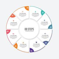 Circle Round Cycle Business Infographic Design Template with 8 Options vector