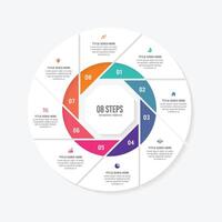 Circle Round Cycle Business Infographic Design Template with 8 Options vector