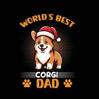 mundos mejor corgi papá tipografía camiseta diseño vector