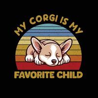 mi corgi es mi favorito niño retro tipografía camiseta diseño vector