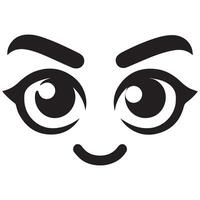 Eyes with a playful cheeky expression and a wink illustration in black and white vector