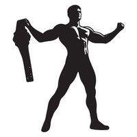 A champion Wrestler illustration in black and white vector