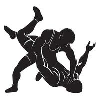 A Wrestler in fight illustration in black and white vector