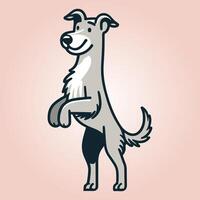Irish Wolfhound dog stands on hind legs illustration vector