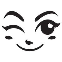 Eyes with a playful wink illustration in black and white vector