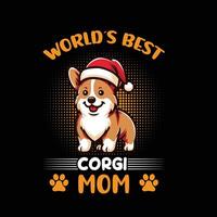 mundos mejor corgi mamá tipografía camiseta diseño vector