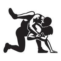 a Headlock wrestling illustration in black and white vector