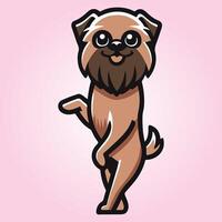 Brussels Griffon Dog stands on hind legs illustration vector