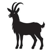 Buck Goat illustration in black and white vector