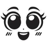 Eyes with a joyful wide open expression illustration in black and white vector