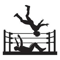 Moonsault wrestling fight illustration in black and white vector