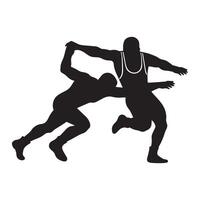 a Wrestler striking the opponent illustration in black and white vector