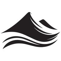 Smooth sloped mountain illustration in black and white vector