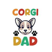 corgi perro papá tipografía camiseta diseño vector