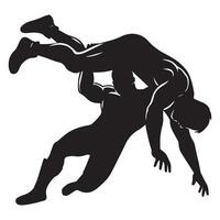 A Wrestler lifting the opponent illustration in black and white vector