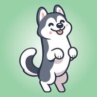 Siberian Husky dog stands on hind legs illustration vector