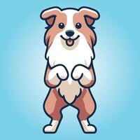 Australian Shepherd dog stands on hind legs illustration vector