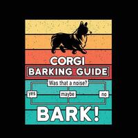 Corgi Barking Guide Retro T-Shirt Design vector