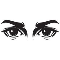 Eyes with a thoughtful expression illustration in black and white vector