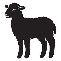 Lamb sheep illustration in black and white vector