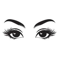 Eyes with a soft serene expression and soft eyelashes illustration in black and white vector