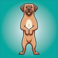 Mastiff dog stands on hind legs illustration vector