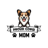 orgulloso corgi mamá tipografía camiseta diseño vector