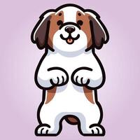 Saint Bernard dog stands on hind legs illustration vector