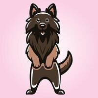 Belgian Tervuren Dog stands on hind legs illustration vector