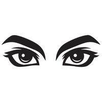 Eyes with a confident bold look illustration in black and white vector