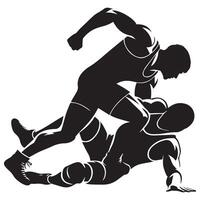 a Wrestler fighting with opponent illustration in black and white vector