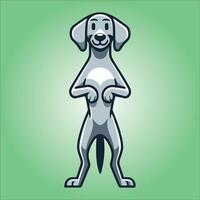 Weimaraner dog stands on hind legs illustration vector