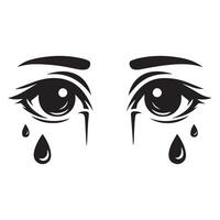 Tears are rolling down the corners of the eyes illustration vector