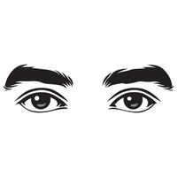 Eyes with a thoughtful illustration in black and white vector