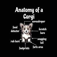 anatomía de un corgi tipografía camiseta diseño vector