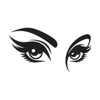 Eyes with a bold eyeliner wing illustration in black and white vector