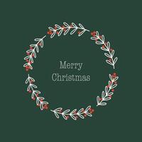 saludo tarjeta con verde fondo, Navidad guirnalda, letras espacio. contento día festivo. alegre Navidad y nuevo año. invierno Arte vector