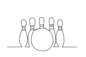 bowling ball pin target game activity lifestyle line art vector