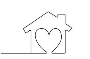 home house inside heart icon line art vector