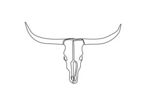 horned animal buffalo dead skull head line art vector