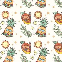 Cute Pattern Beach Summer Party Vibes Watermelon Sun Ice Cream background design vector