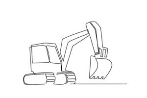 bulldozer digger industry object line art vector