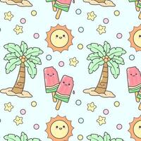 Cute Pattern Beach Summer Party Vibes Sun Ice Cream background design vector