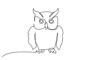 owl animal one line art design vector