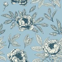 Abstract modern floral seamless pattern with hand drawn flower in Toile de jouy style. Retro elegance repeat print. Vintage design for fabric, wallpaper or wrapping vector
