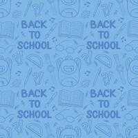 Welcome to the school with school elements, seamless pattern, illustration. Seamless Back to School pattern. illustration, blue background. vector