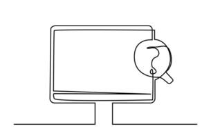 computer screen question mark research object business line art icon vector