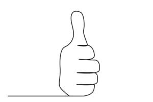 human hand show thumbs up okay good sign line art vector